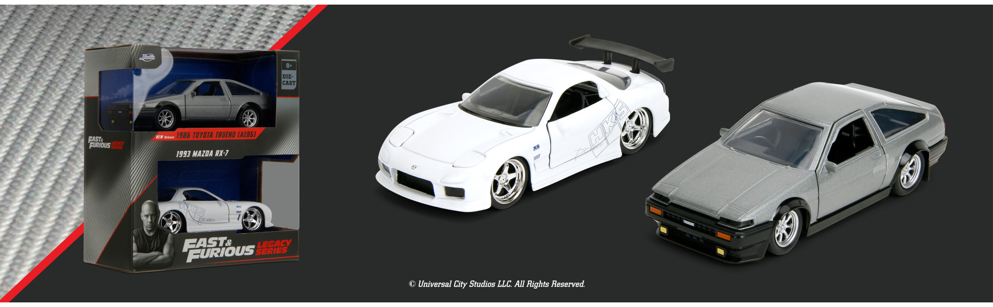 頭文字 D MAZDA RX-7 & TOYOTA TRUENO Jada Fast & Furious 1:32 Legacy Twin Pack, 1986 Toyota