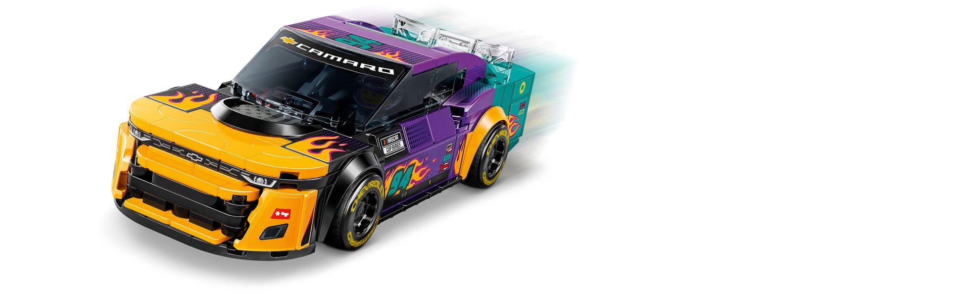 Kids can hit the racetrack and stage their own NASCAR Cup Series races with this brick-built collectible Chevy toy.