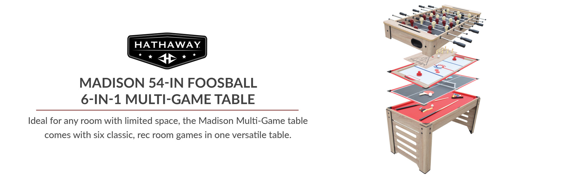 Hathaway Madison 54'' 6-in-1 Multi Game Table