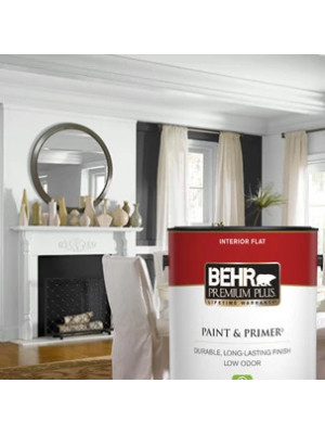 BEHR PREMIUM PLUS 1 qt. #YL-W13 Sentimental Beige Flat Low Odor Interior  Paint & Primer 105004 - The Home Depot
