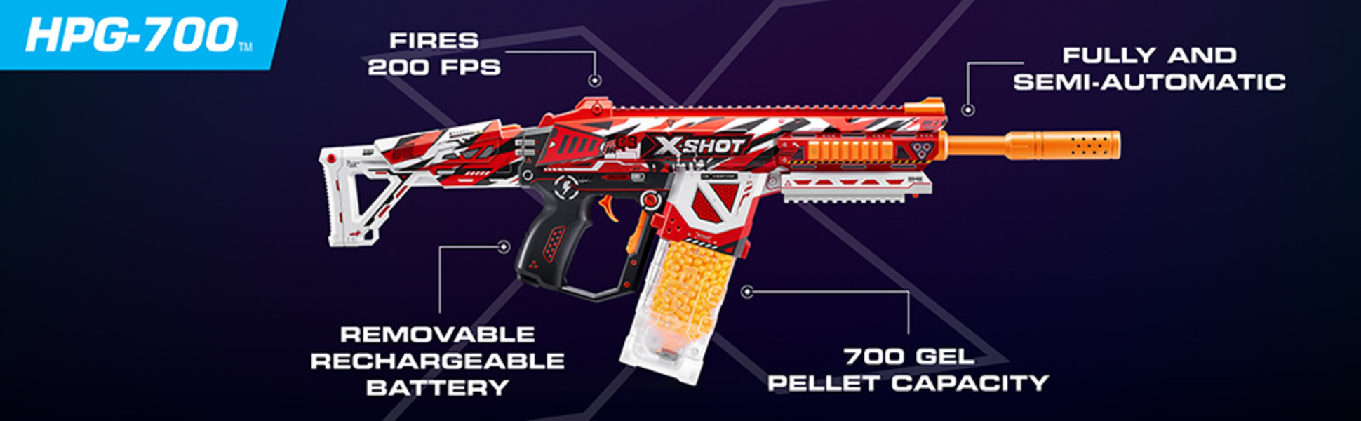 XSHOT, Hyper Gel HPG-700 Gel Blaster, 20,000 Pellets, Motorized