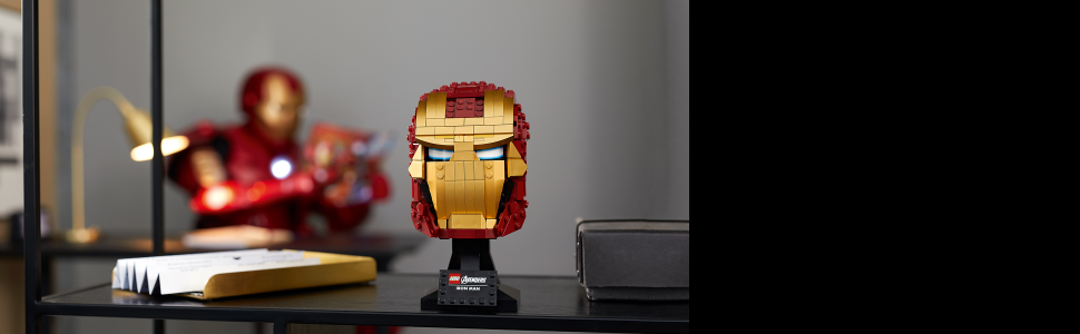 LEGO Iron Man Helmet Ironman Face Shield Lifts Up Older Version Marvel Gold