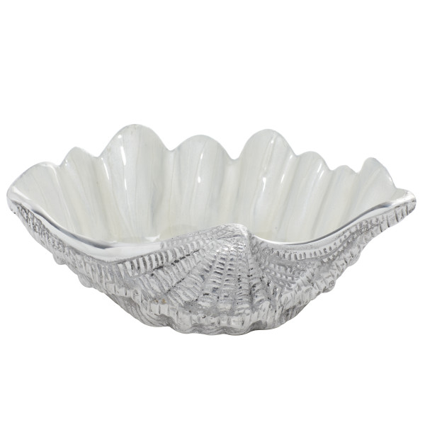 Contemporary Home Living 7 White Seashell Shaped Serving Bowl