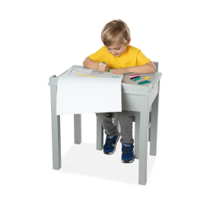 Melissa & Doug Kids Furniture Wooden Lift-Top Desk & Chair - Gray