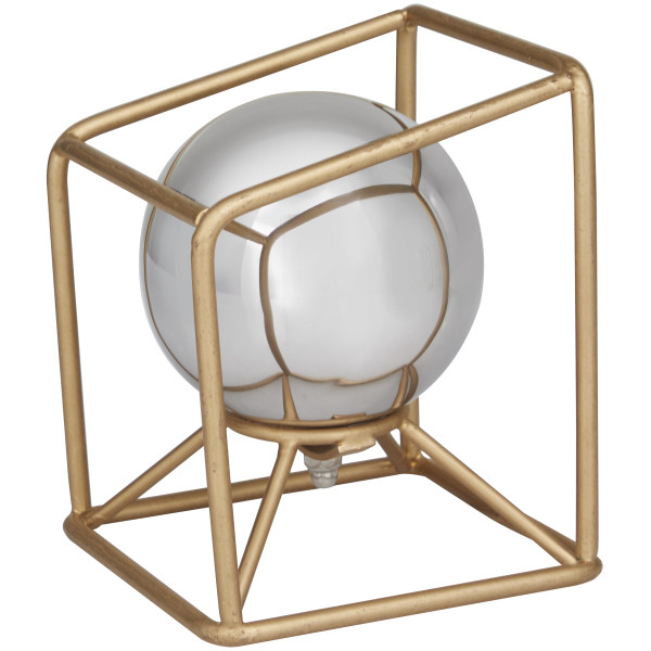 Silver Stainless Steel Orb Geometric Bookends with Gold Base (Set