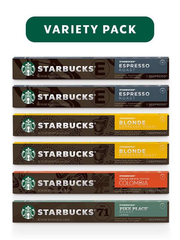 Variety Pack: Included are options from Starbucks Blonde roasts to dark roasts: Starbucks Blonde Espresso Roast, Espresso Roast, Pike Place Roast and Single-Origin Colombia.