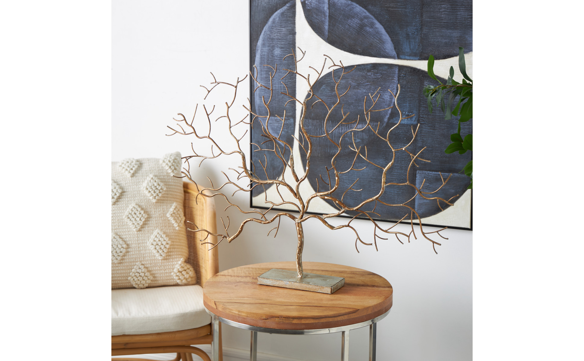 Litton Lane 4 in. x 24 in. Silver Metal Tree Sculpture 74779