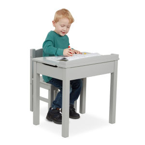 Melissa & Doug Kids Furniture Wooden Lift-Top Desk & Chair - Gray