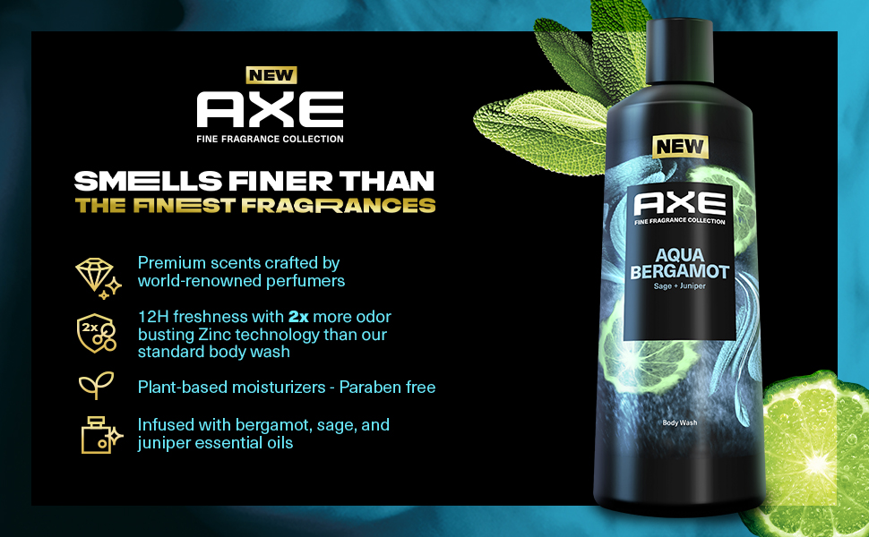 bijstand Tub gebaar Axe Fine Fragrance Collection Men's Liquid Body Wash Aqua Bergamot, 18 oz -  Walmart.com