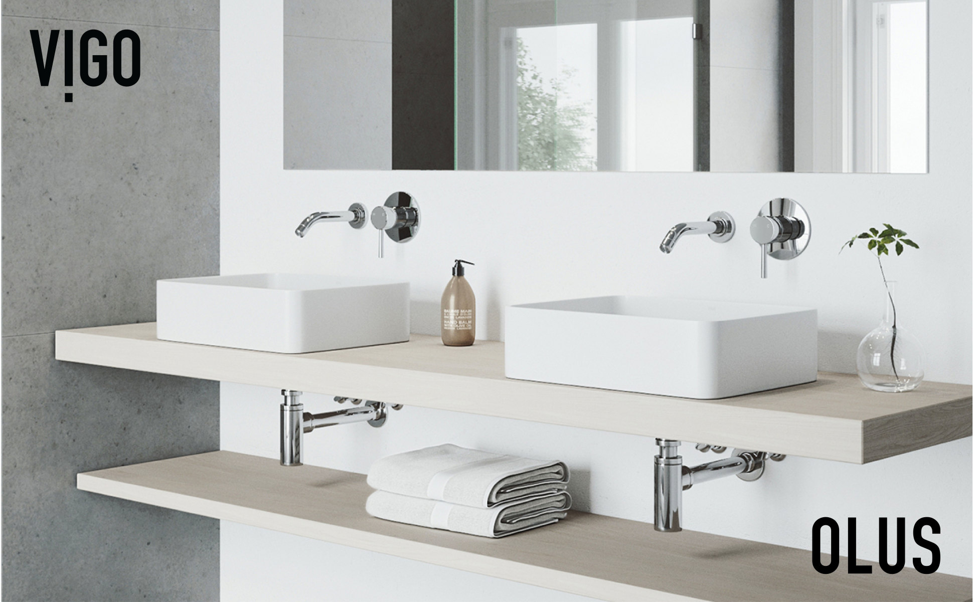 VIGO Olus Single Handle Wall Mount Bathroom Faucet in Chrome