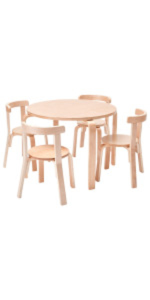Bentwood Round Table and Curved Back Chair Set