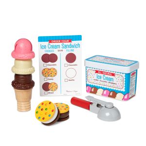 Melissa & Doug Ice Cream Scoop Set: Play Food Set Bundle with 1 Theme Compatible M&D Scratch Fun Mini-Pad (04087)