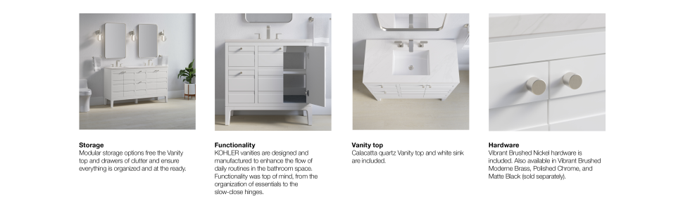 KOHLER Helst 36 in. W x 18 in. D x 36 in. H Single Sink Open Base Bath Vanity in Mohair Grey with Quartz Top