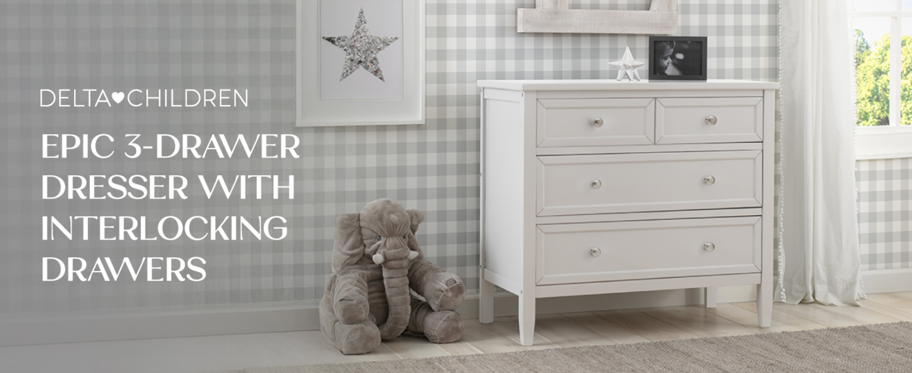 Delta Children Epic 3 Drawer Dresser with Interlocking Drawers