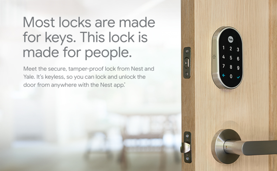 Google Nest x Yale Lock - Tamper-Proof Smart Lock for Keyless Entry -  Keypad Deadbolt Lock for Front Door - Satin Nickel