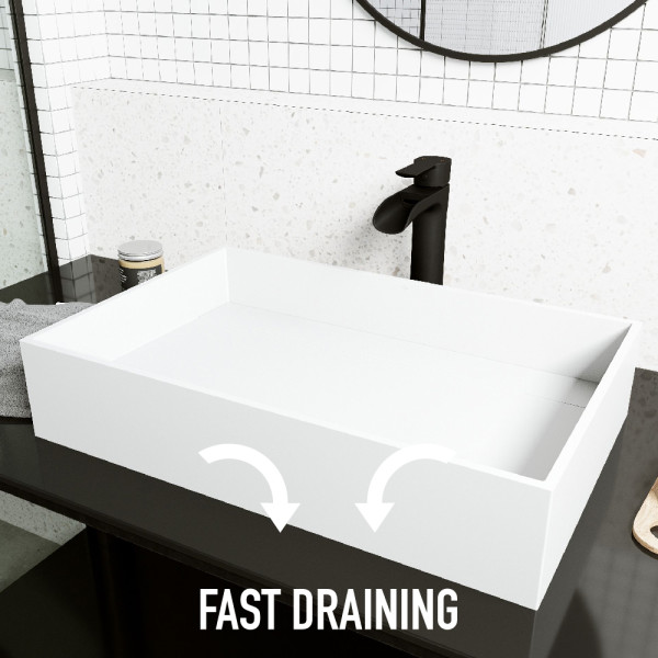 VIGO Matte Stone Montauk Composite Rectangular Vessel Bathroom