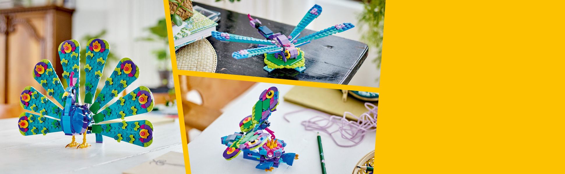 LEGO Creator 3 in 1 Exotic Peacock Toy, Transforms from Peacock to  Dragonfly to Butterfly Toy, Play-and-Display Gift Idea for Boys and Girls  Ages 7 Years Old and Up, Bird Toy, 31157