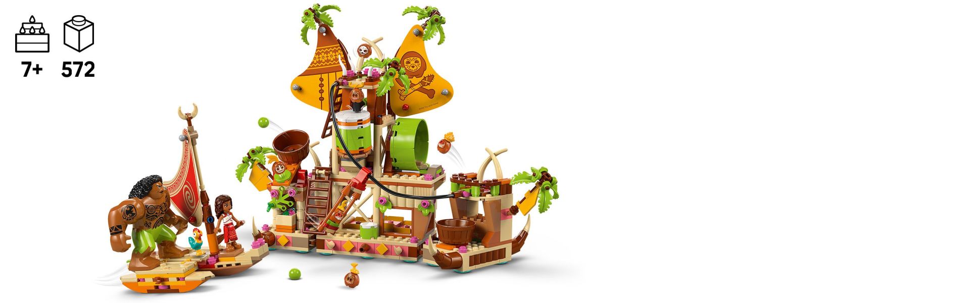 Replay favorite Disney’s Moana 2 movie scenes or create new stories with a buildable barge packed with features and functions.
