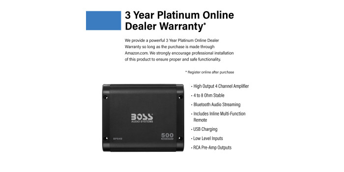 BOSS Audio Systems BPS4B 4 Channel ATV Bluetooth Amplifier