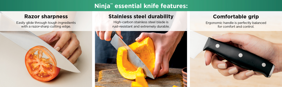 Ninja™ Foodi™ NeverDull™ 11-Piece Essential Knife System with Sharpener,  K12011 Stainless Steel 