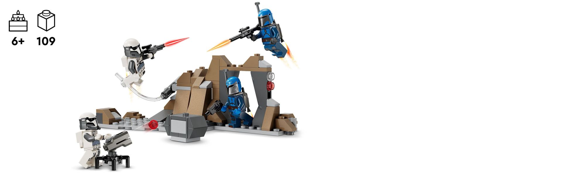 Gear up for fun battles between Mandalorian warriors and Imperial Commandos with 4 LEGO Star Wars collectible minifigures.