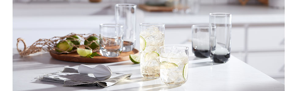 Circle Glass Cabrini 16-Piece Clear Drinking Glasses Set - 40159