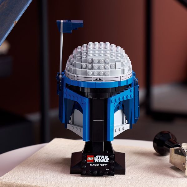 Display the helmet on the buildable stand.