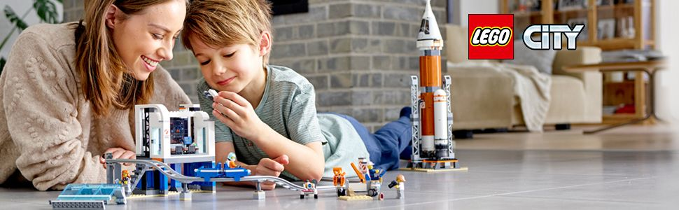 LEGO City Space Deep Space Rocket and Launch Control 60228 Model Rocket  Building Kit with Toy Monorail, Control Tower and Astronaut Minifigures,  Fun