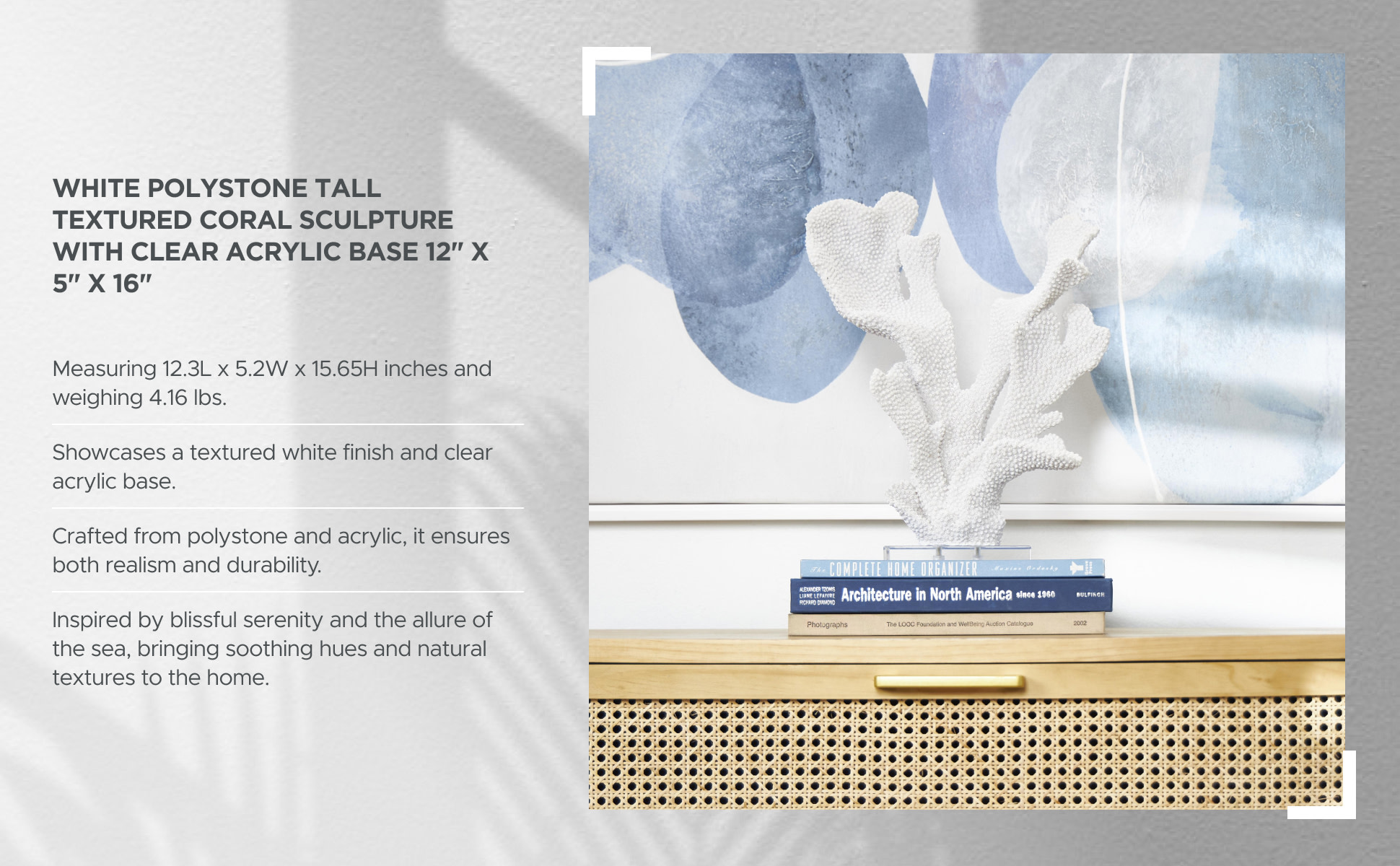 Litton Lane Oriana White 13 in. x 16 in. Polystone Tall Textured