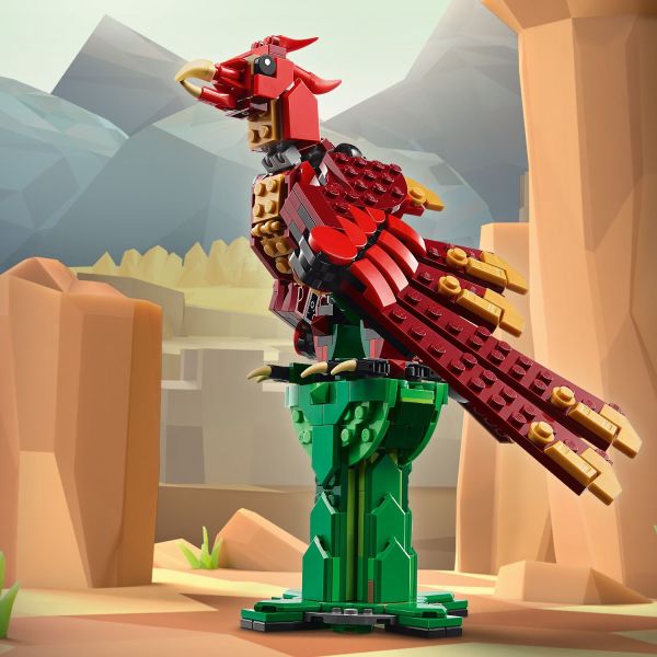 Bird figure comes with a brick-built stand.