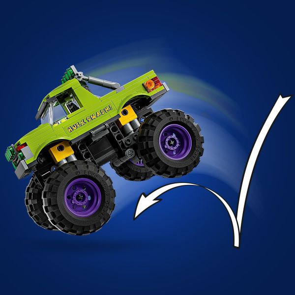 Includes a lift-off cab, turning wheels and mega suspension.