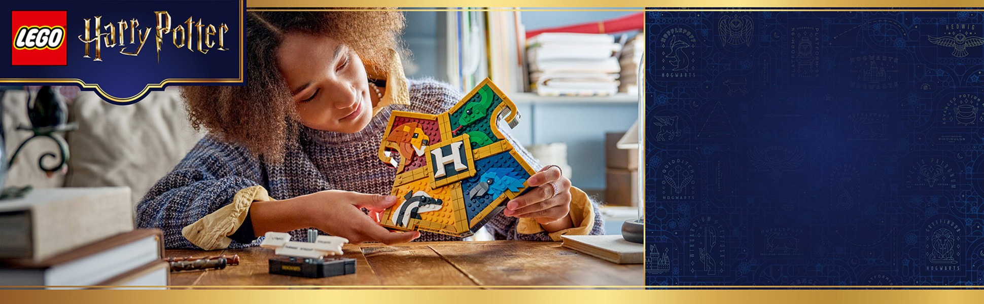 Create a magical tribute to Gryffindor , Slytherin , Hufflepuff and Ravenclaw with this LEGO Harry Potter collectible set.