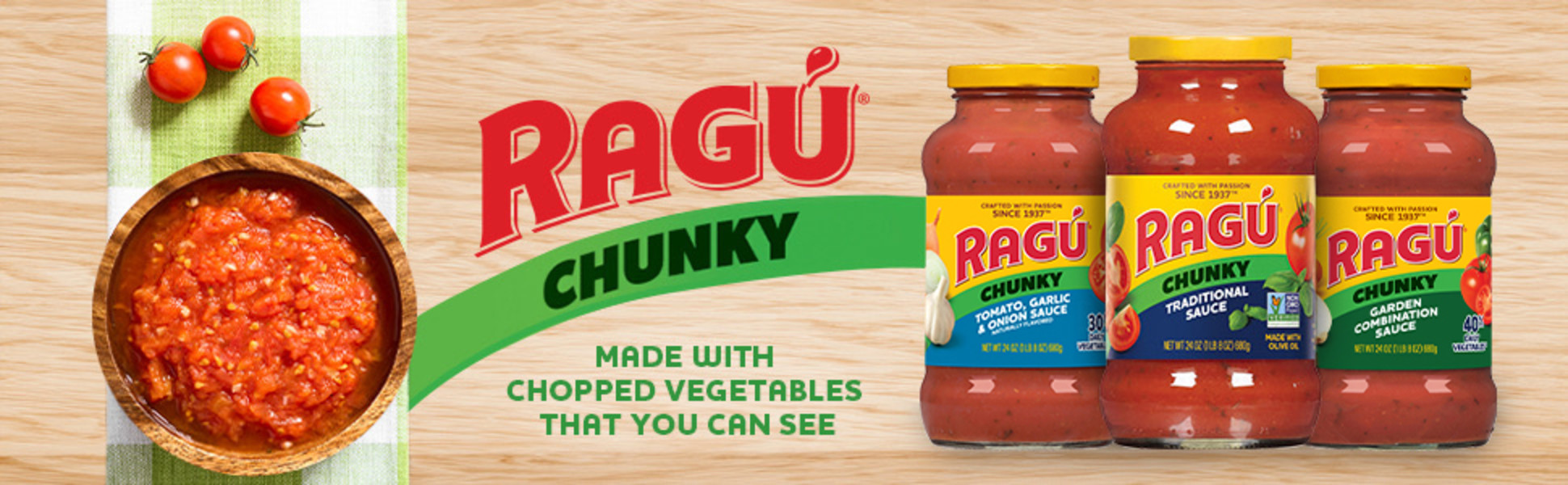 Ragu Chunky Garden Combination Pasta Sauce, 24 oz - Hearty