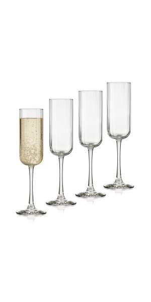 Libbey Paneled Champagne Flute Glasses, 7.5-ounce, Set of 4