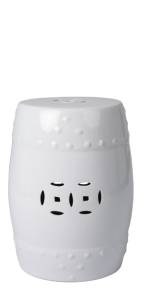 Balkene Home Small Double Medallion Indoor/Outdoor Garden Stool, White