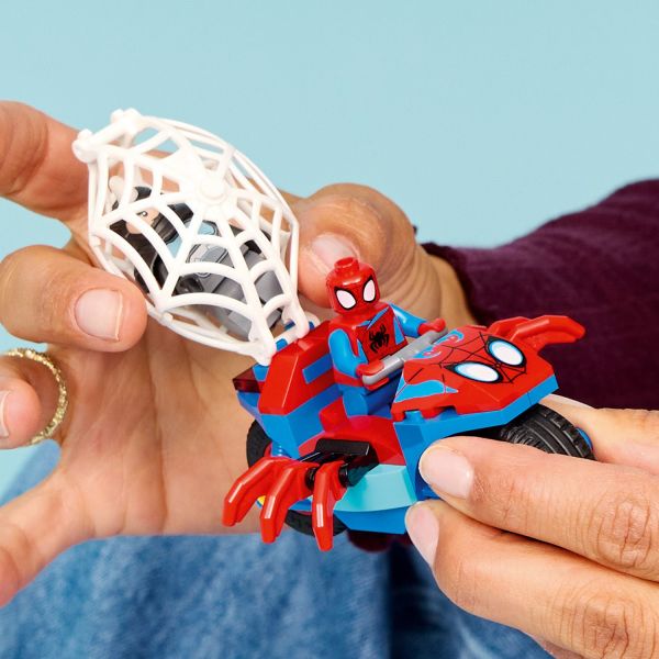 Catch Rhino in a giant web, then put it onto the motorcycle.
