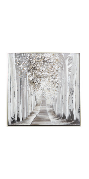 47 x 47 Canvas Landscape Trees Framed Wall Art with Silver Frame White -  Olivia & May