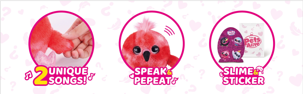 Pets Alive Chirpy Birds Interactive Speaking Pet Plush Toy by ZURU