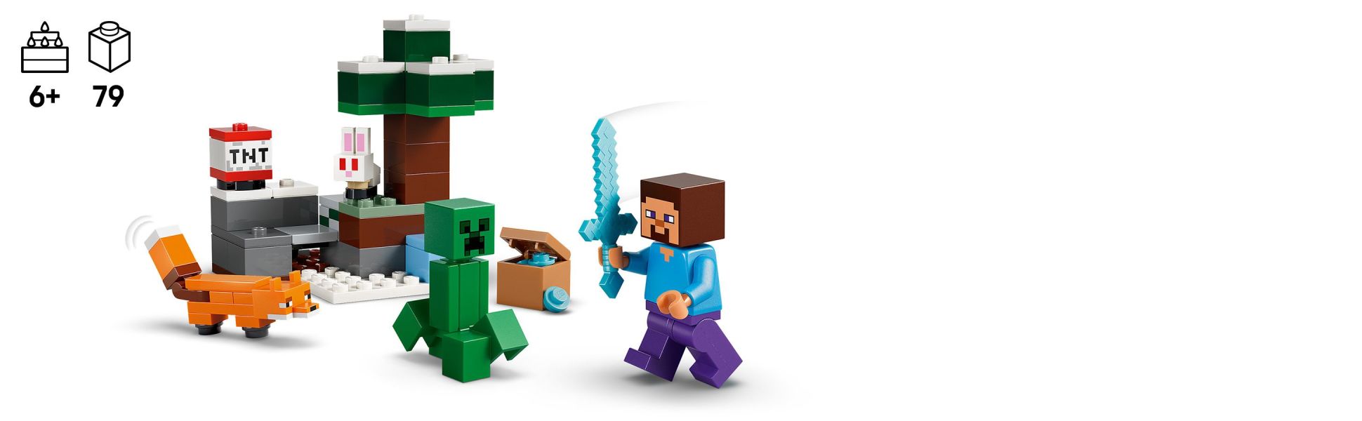 Kids aged 6 and up will have big fun with a small LEGO Minecraft toy that’s bursting with build-and-play creative fun.