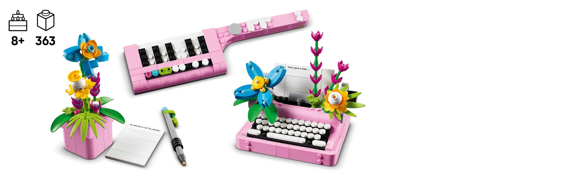 Kids aged 8 and up can enjoy a fun build before choosing where to display one of the 3 colorful models.