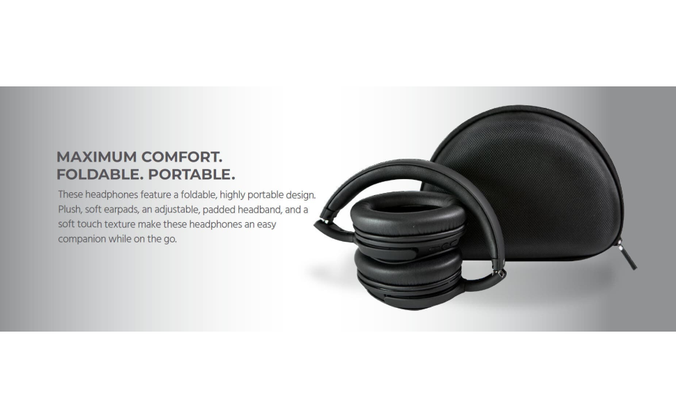 Monoprice BT-300ANC Wireless Over Ear Headphones - Black With (ANC