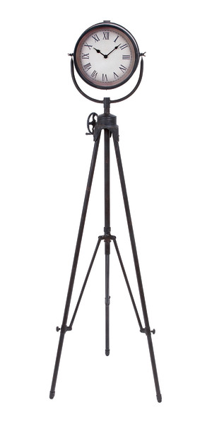Black Metal Tall Tripod Clock