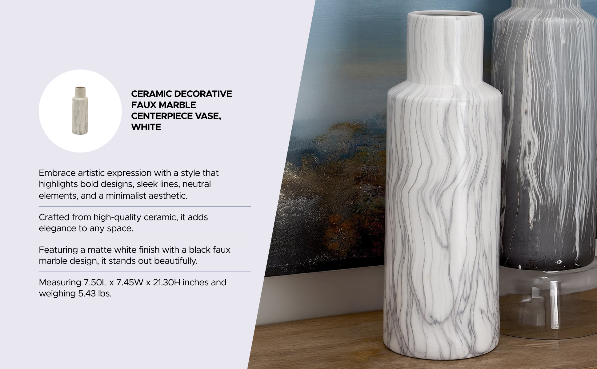 Deco 79 Contemporary White Vase