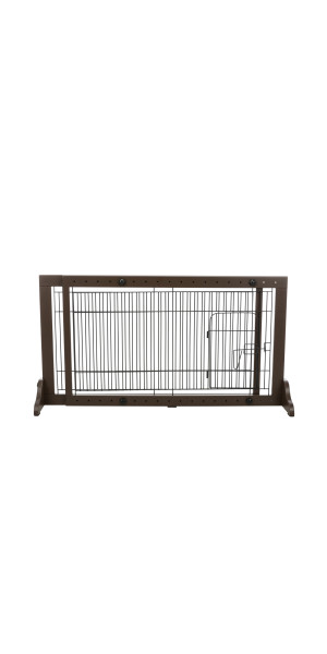 Freestanding Expandable Pet Gate 22.5-in Height Brown