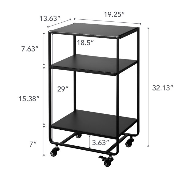 Yamazaki Home | Tower Rolling Utility Cart Black