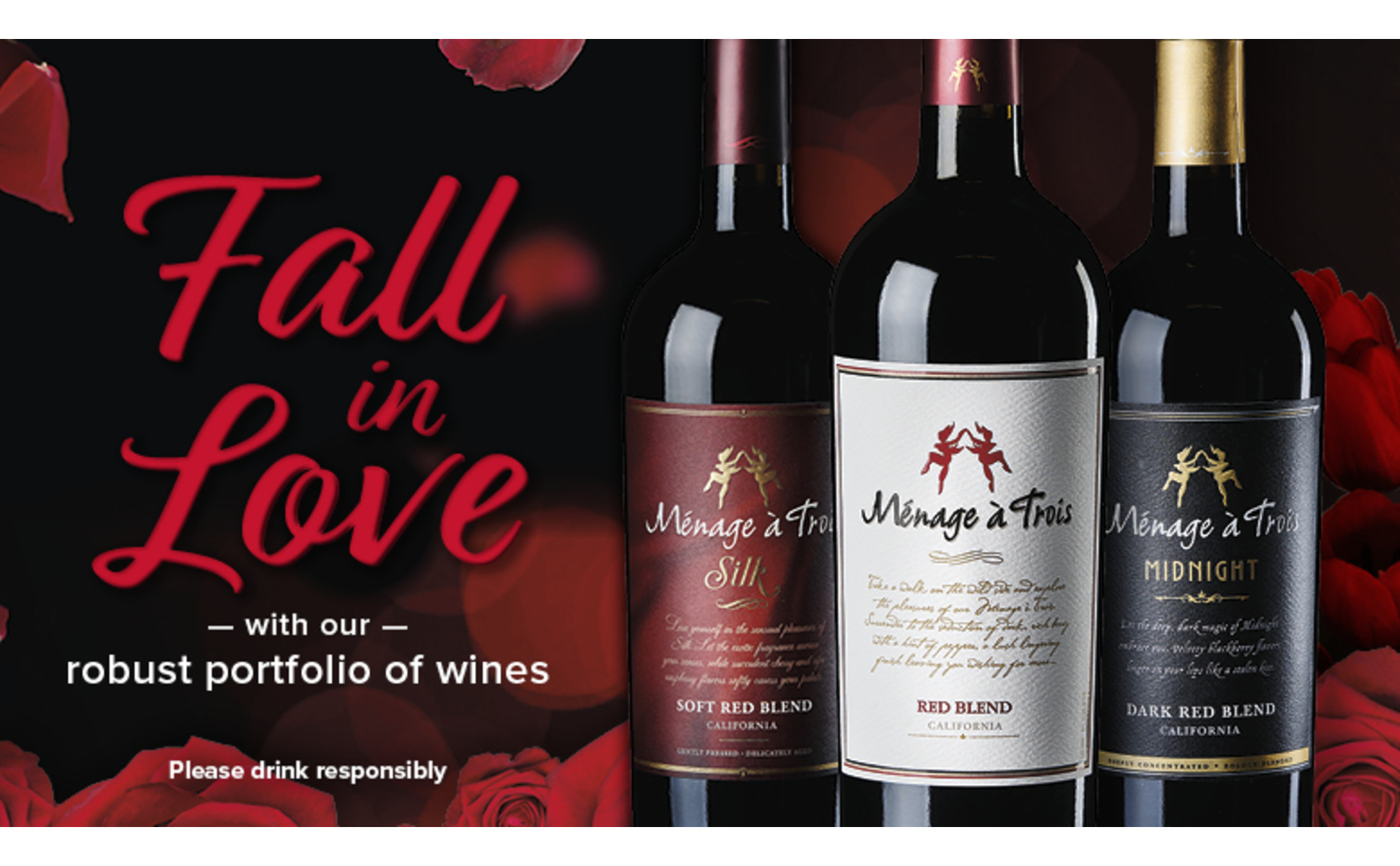 Menage a Trois Moscato Sweet White Blend Wine, 750mL Bottle