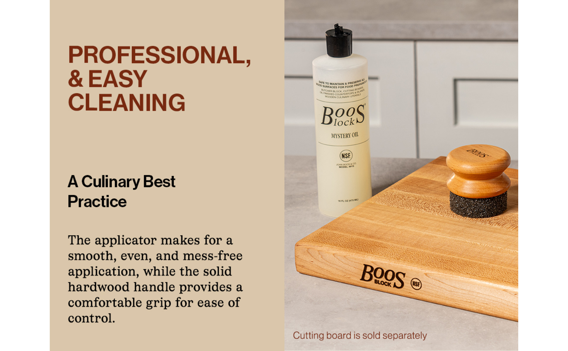 John Boos 16Oz Mystery Oil & 5Oz Board Cream Care Kit For Butcher Blocks & Cutti