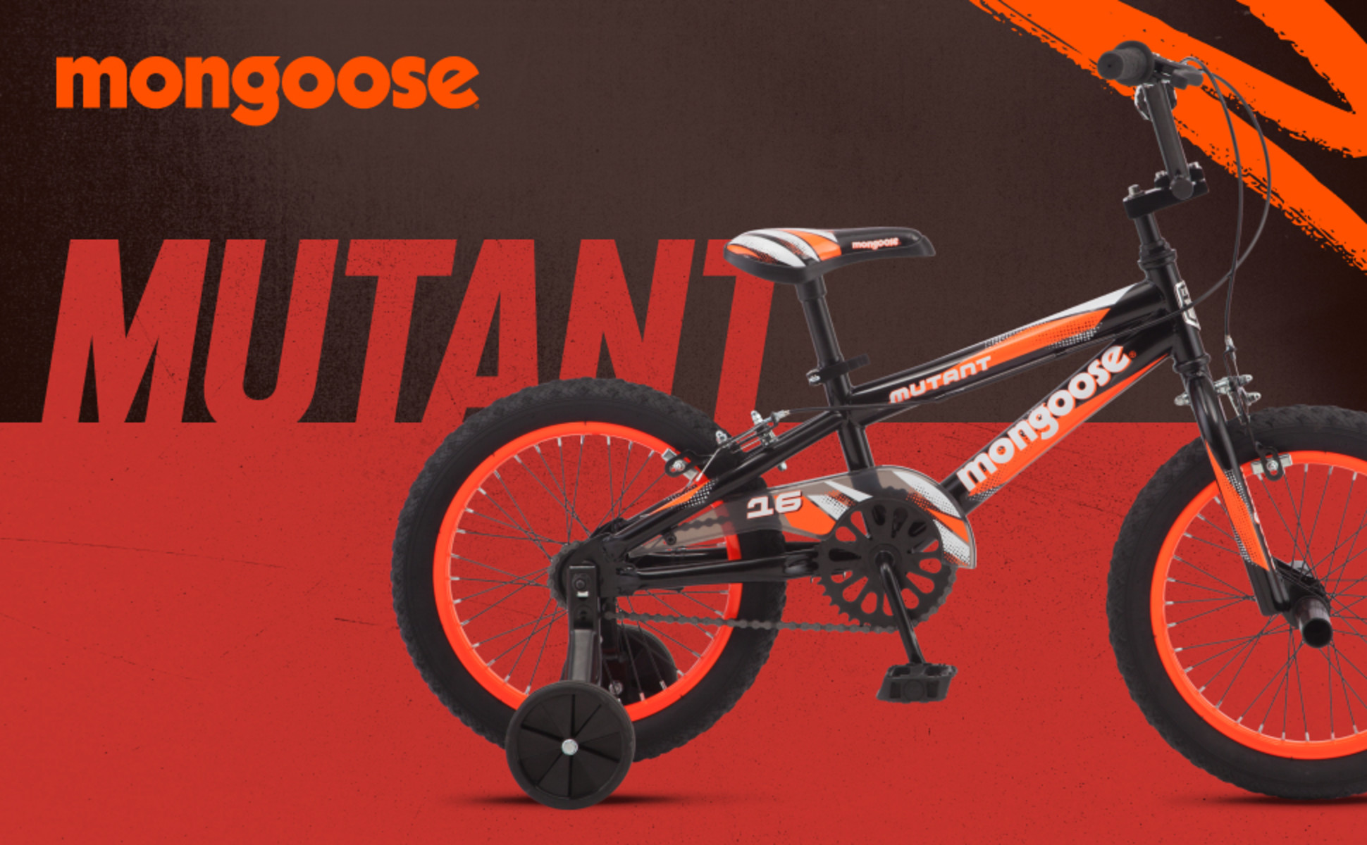 Mongoose Mutant Kids BMX Style Bike 16 wheels Kids Ages 3 5 Black Orange Walmart