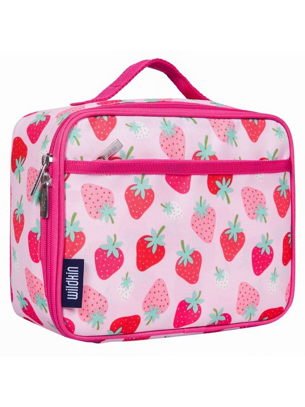 Strawberry Patch Two Compartment Lunch Bag Pink