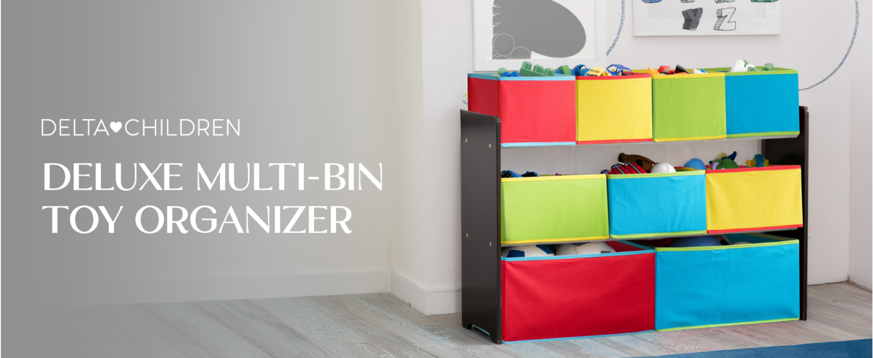 Delta Children Deluxe Multi-Color Toy Organizer with Storage Bins